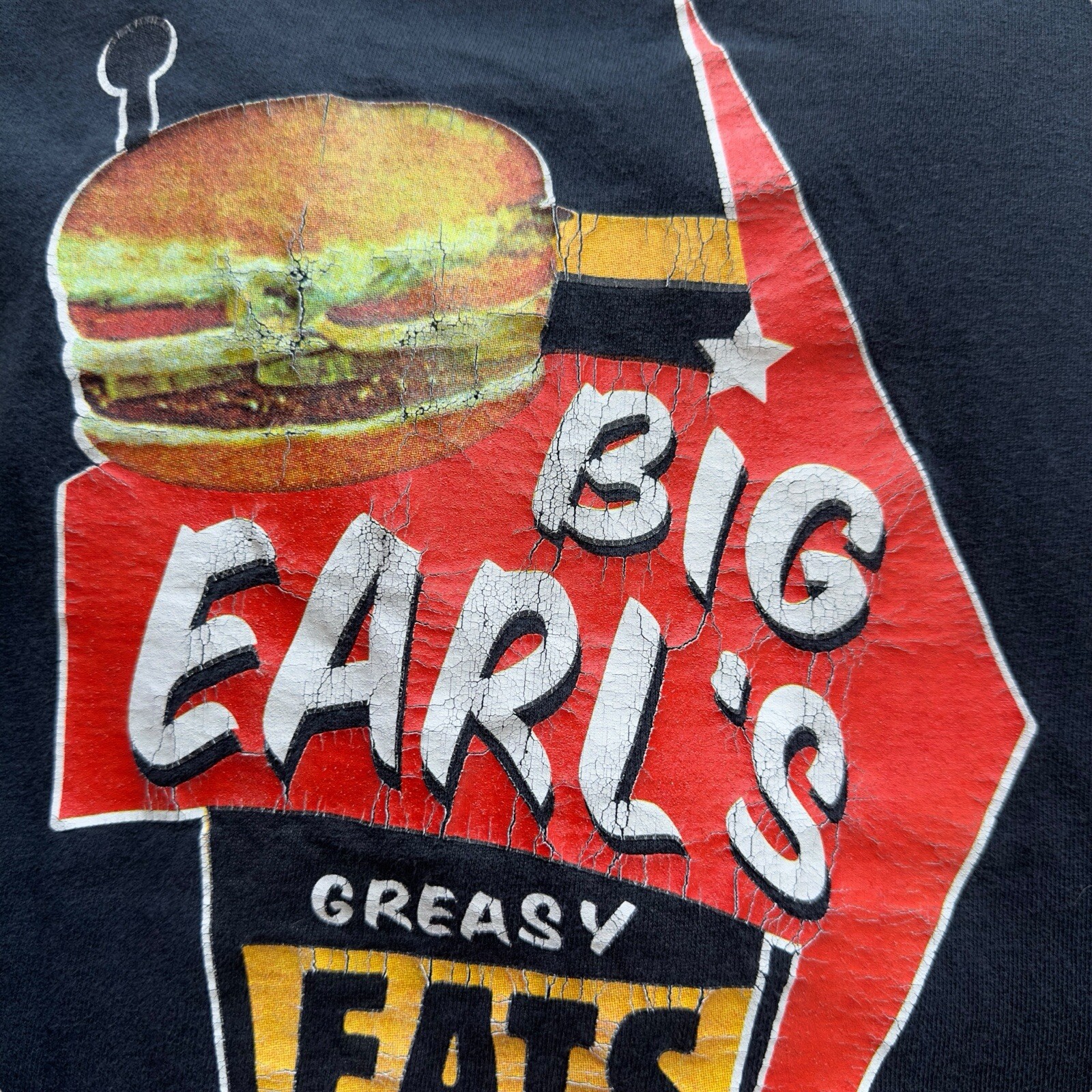 Vintage Big Earls Greasy Eats T Shirt 3XL Cave Creek AZ Diner Biker Garage Tee