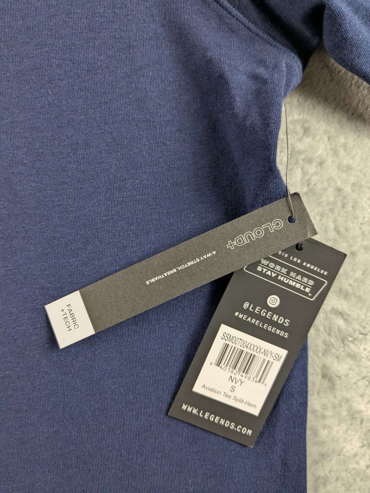 Legends Shirt Mens Small Navy Aviation Split Hem Tee Stretch Athletic Training