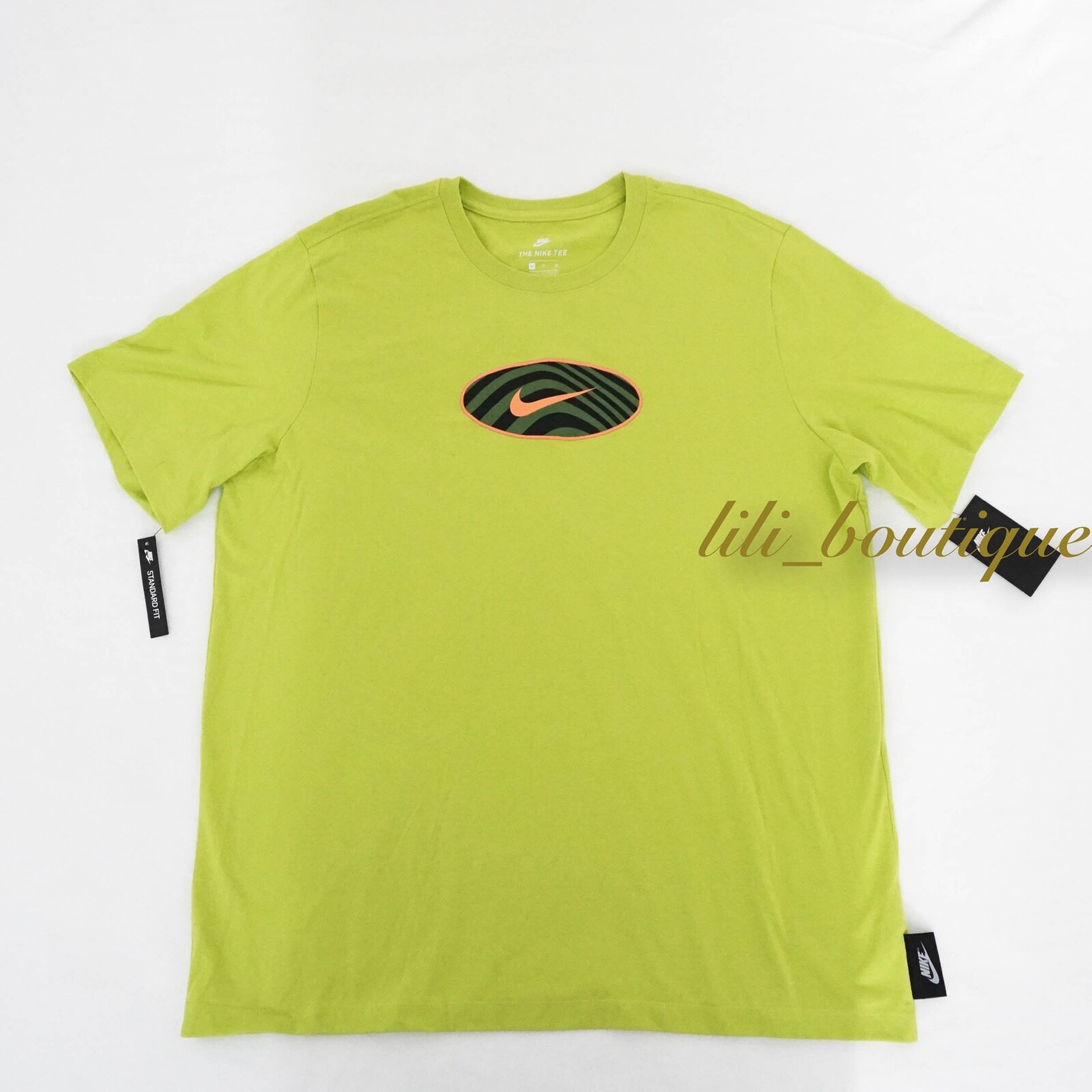 NWT Nike CW4752-308 Men NSW Air Max Tee Shirt Cotton Bright Cactus Multi Size M