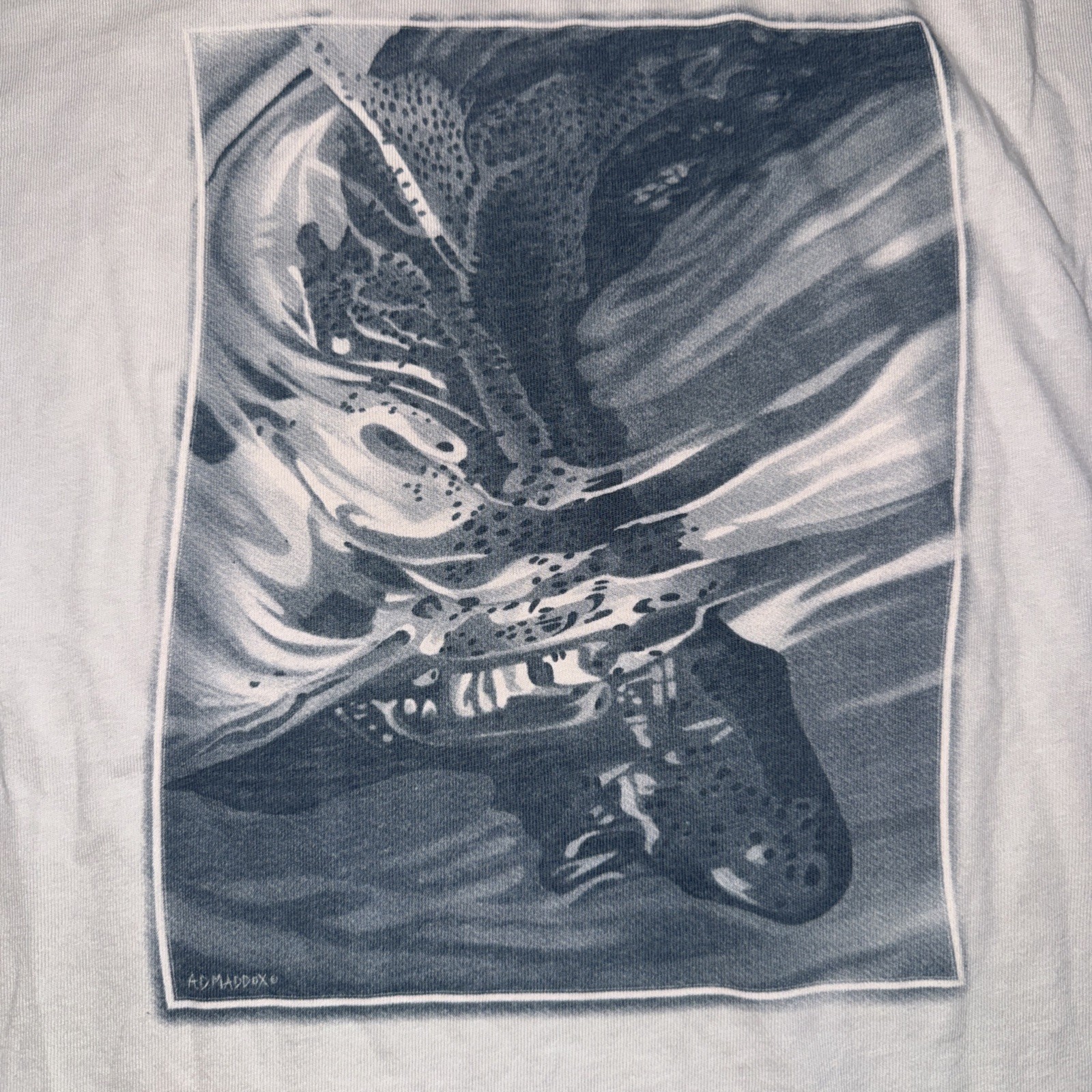 Vintage Patagonia World Trout Fish Shirt Ad Maddox Fishing Art Made In USA Tee M