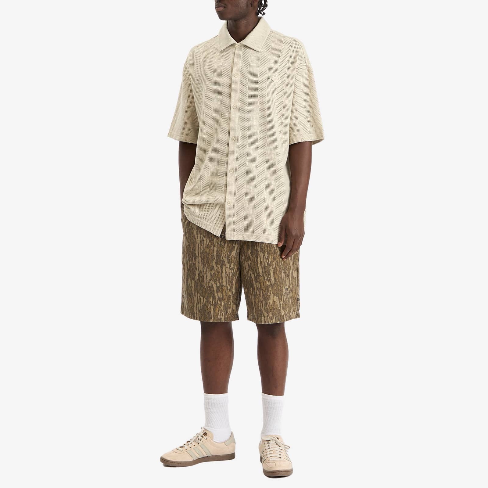 Adidas Shooting Button Down Cotton Knit Shirt ‘Wonder White’ – Size Medium (M)