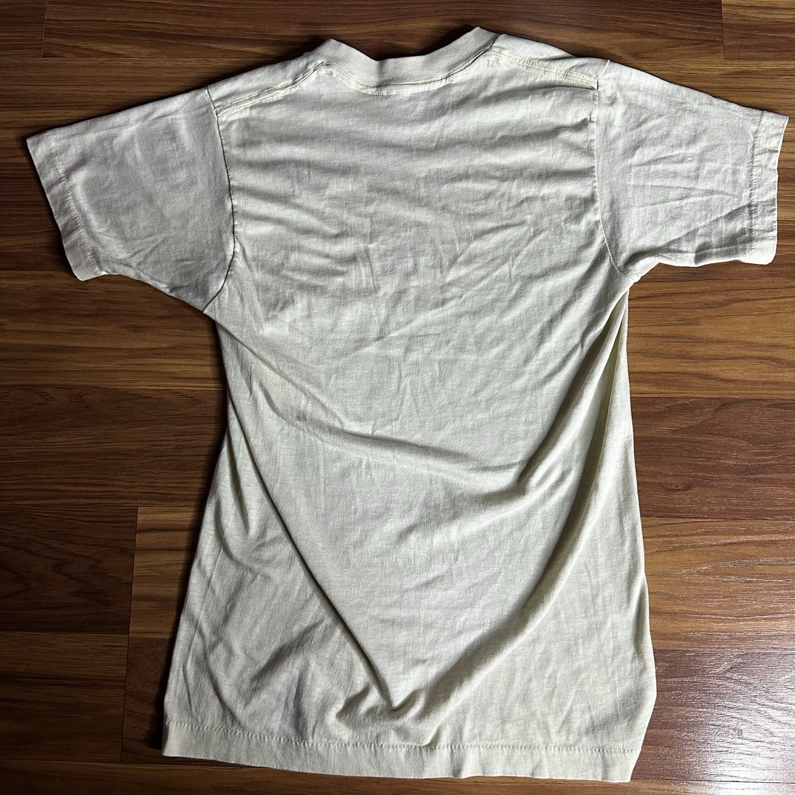Vintage 80s St Clair Shores Michigan Shirt Small Tan Paper Thin Single Stitch
