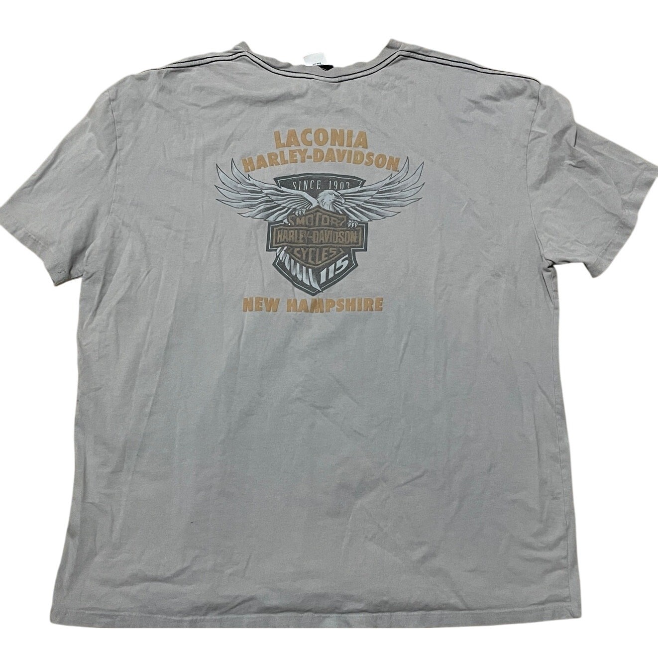 Harley Davidson 115th Anniversary T-Shirt Mens 2XL Grey Laconia New Hampshire