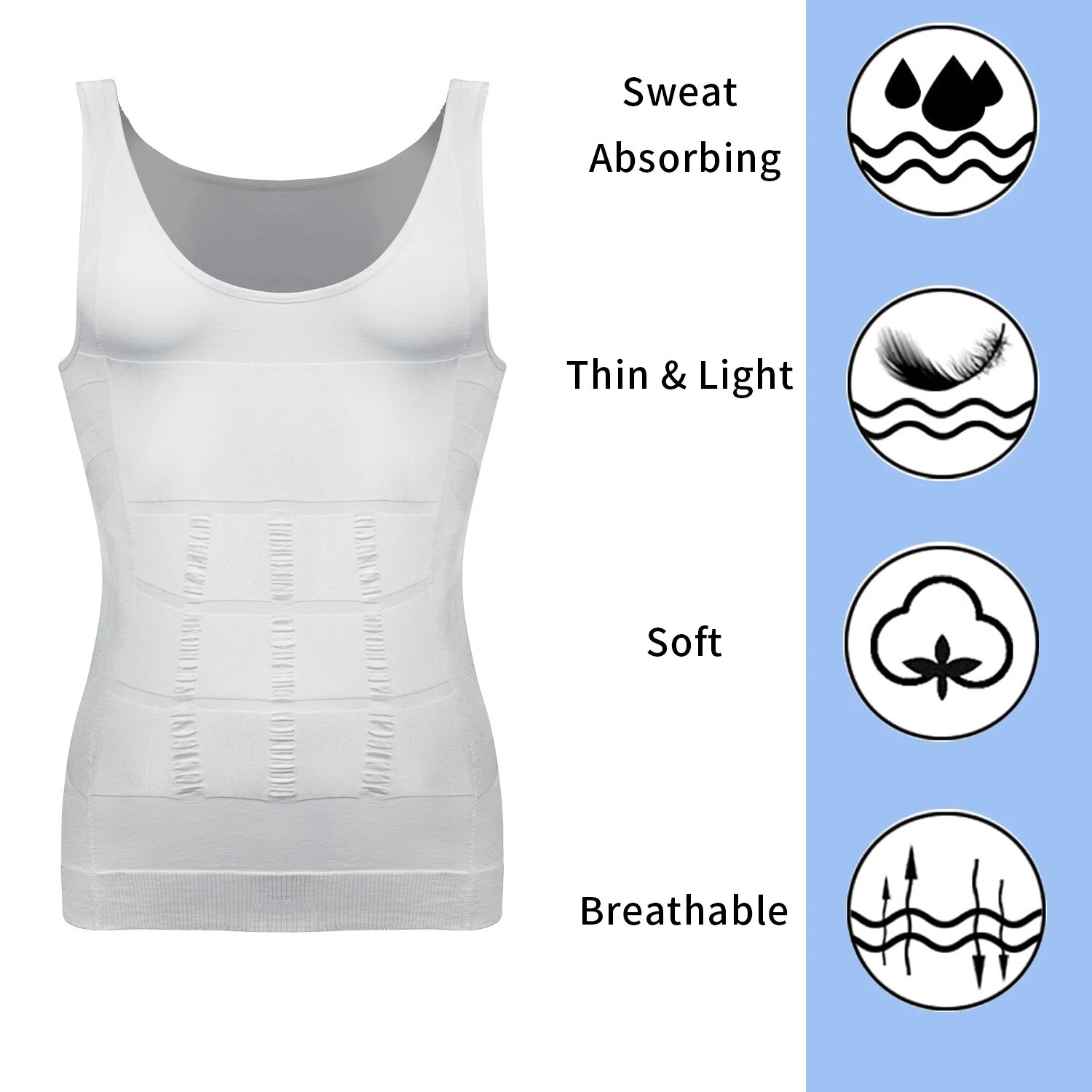 3 Pack Men Compression Shirts Slimming Body Shaper Vest Tummy Control Shapewear