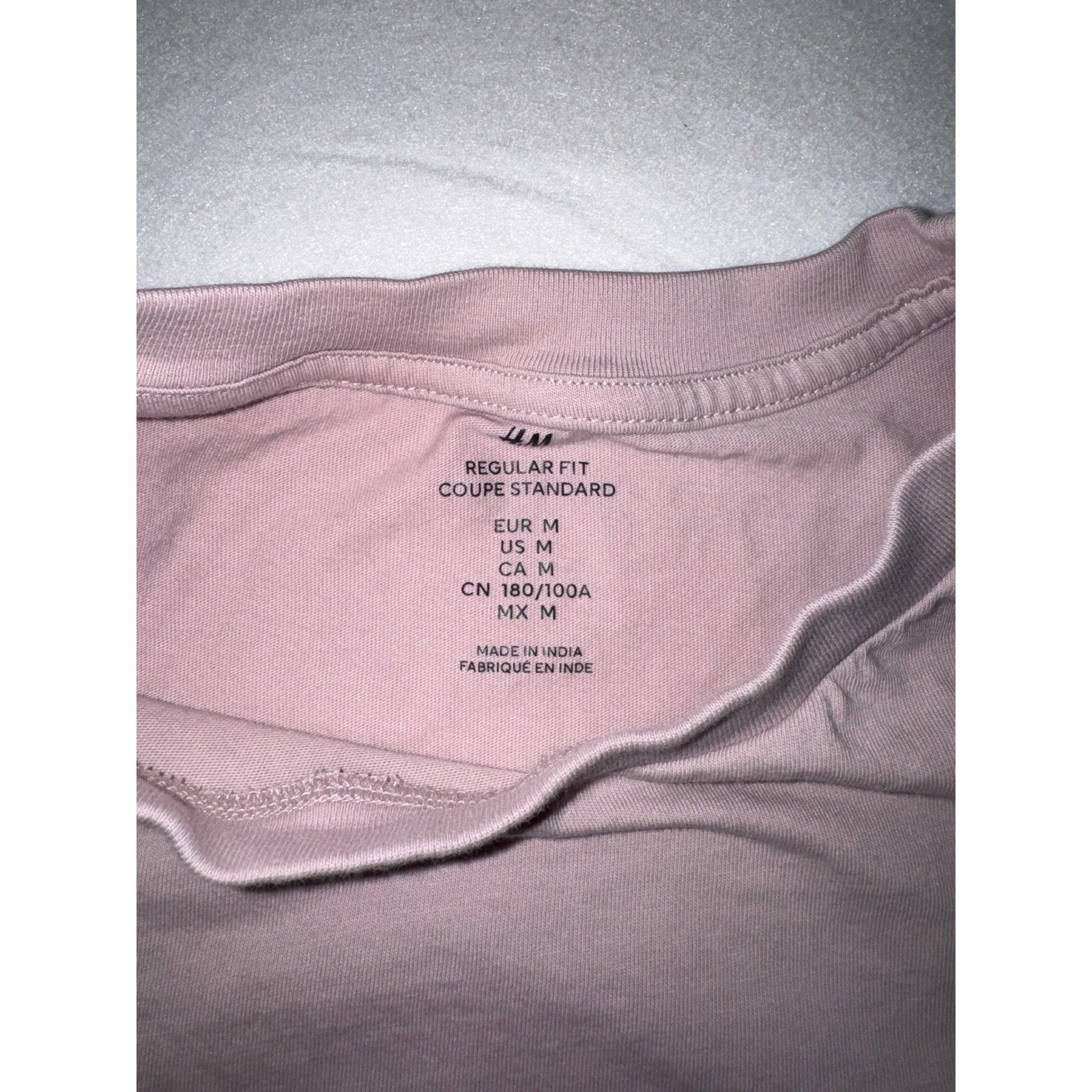 H&M T-Shirt Mens Medium Mauve Pink Regular Fit Short Sleeve Cotton Crew Neck