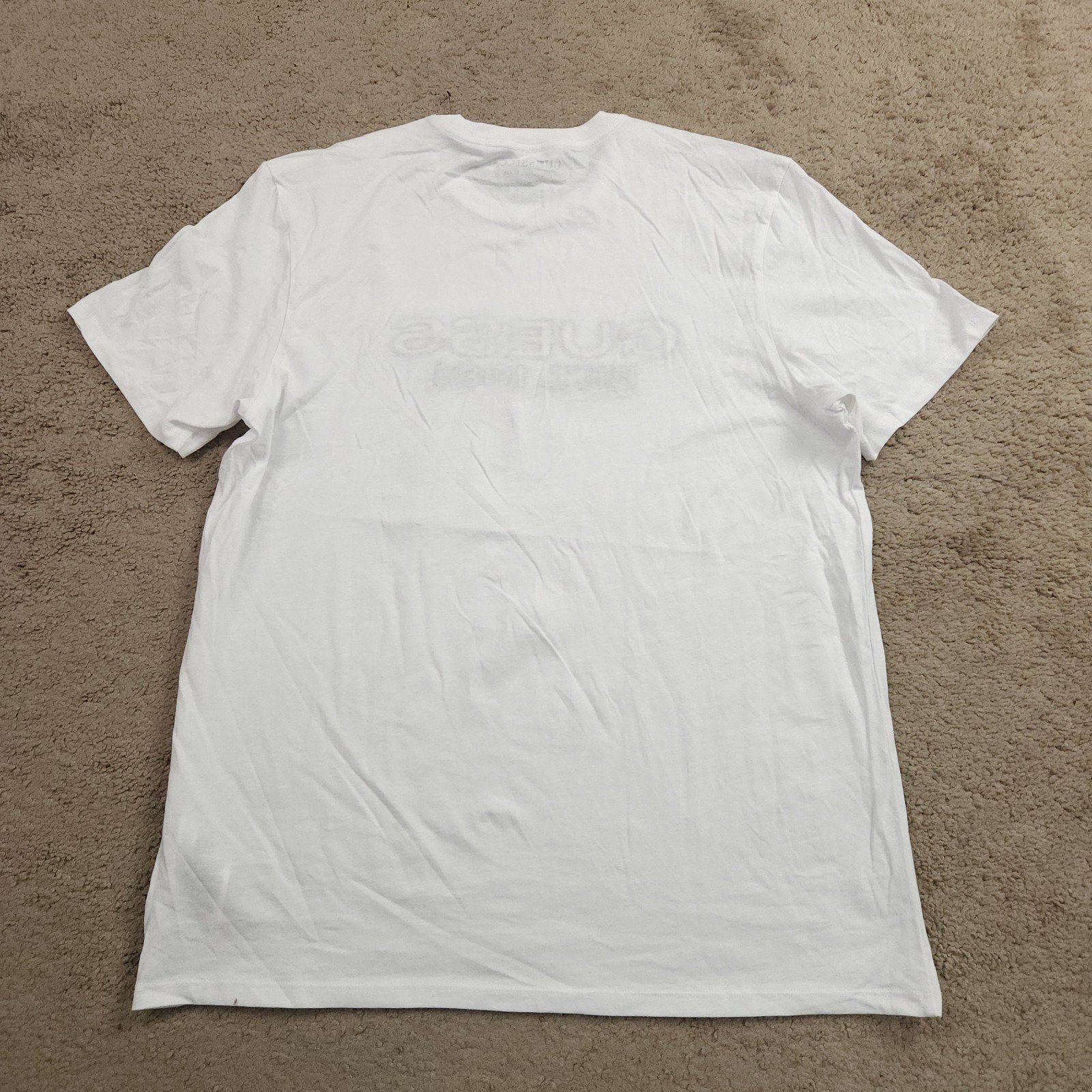 Guess Eco Men White Crewneck Embroidered Velvet Logo Tee Size Large