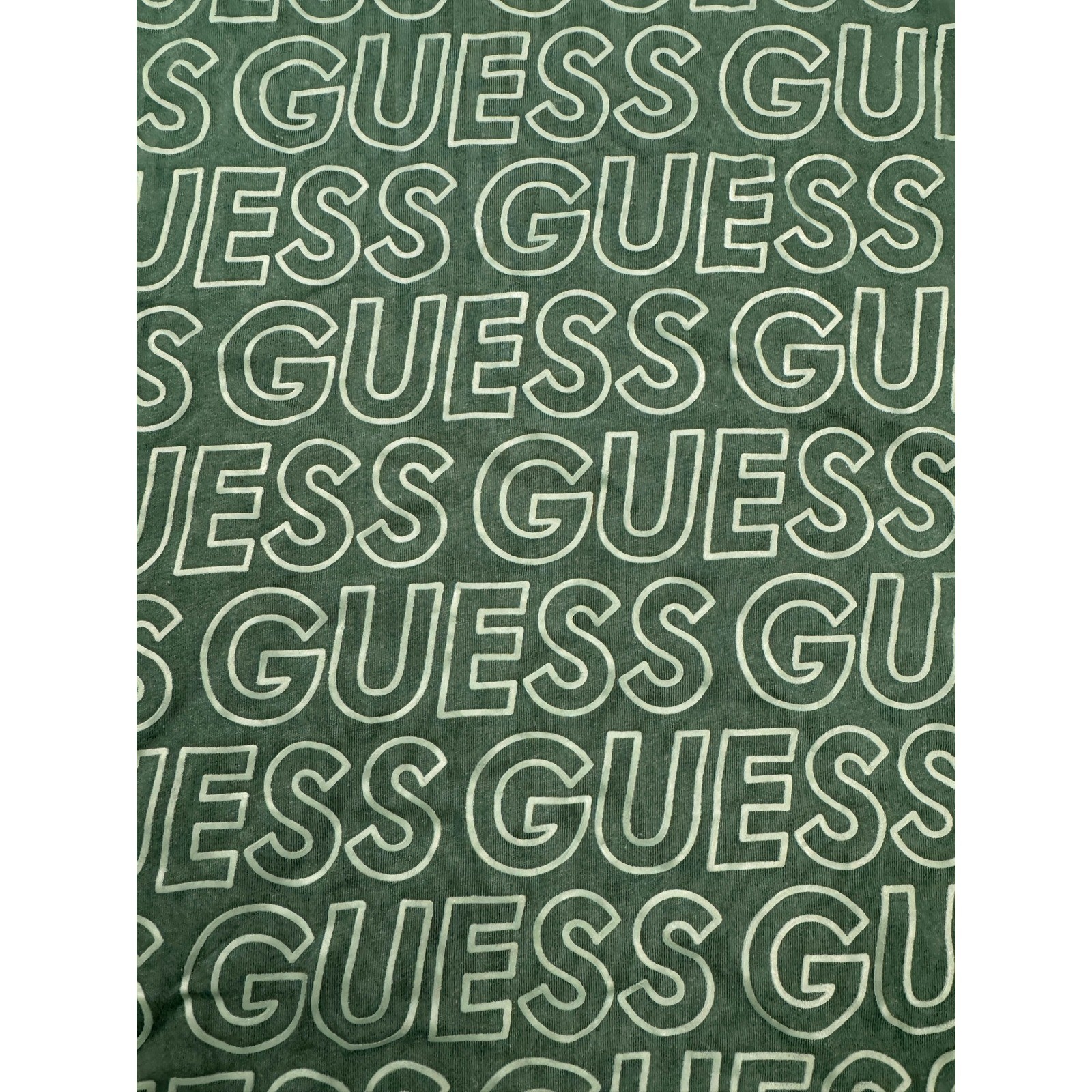 Guess Los Angeles Mens Logo Print T-Shirt Green White Short Sleeve Size L