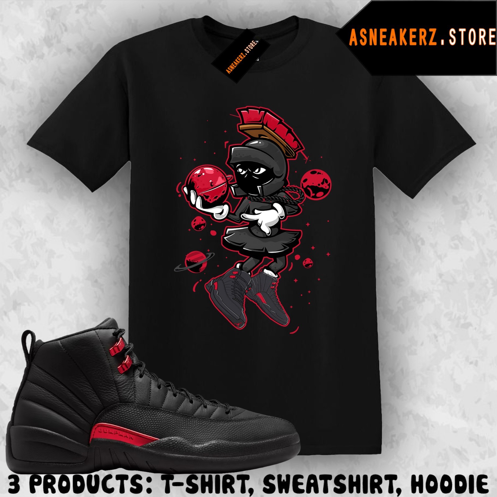 Shirt Matching AJ 12 Bloodline 2026 To Match Sneaker Sneakerhead Martian T-Shirt