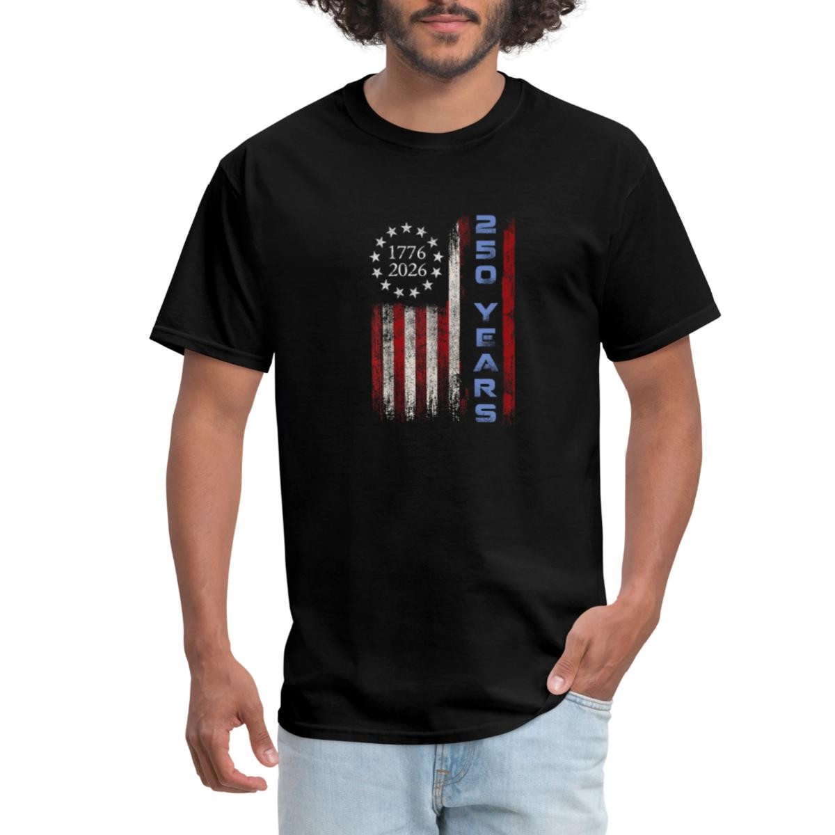 250 Years USA Anniversary Flag 1776–2026 Men’s T-Shirt