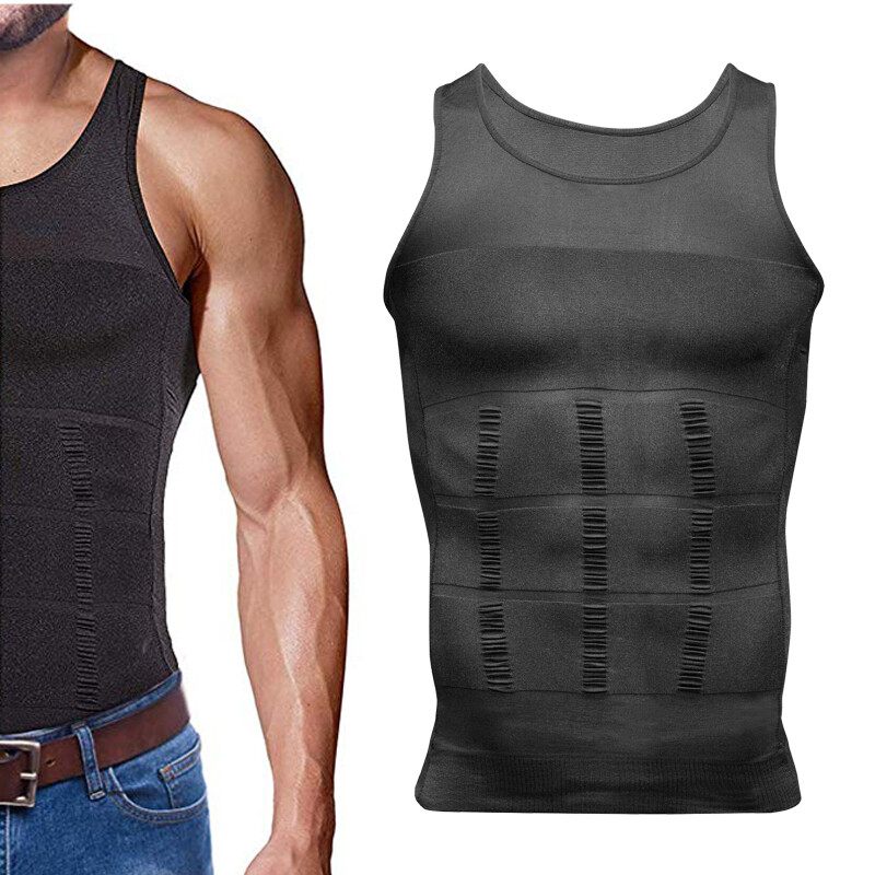 Mens Slimming Body Shaper Vest Gynecomastia Compression Shirts Tummy Control Top