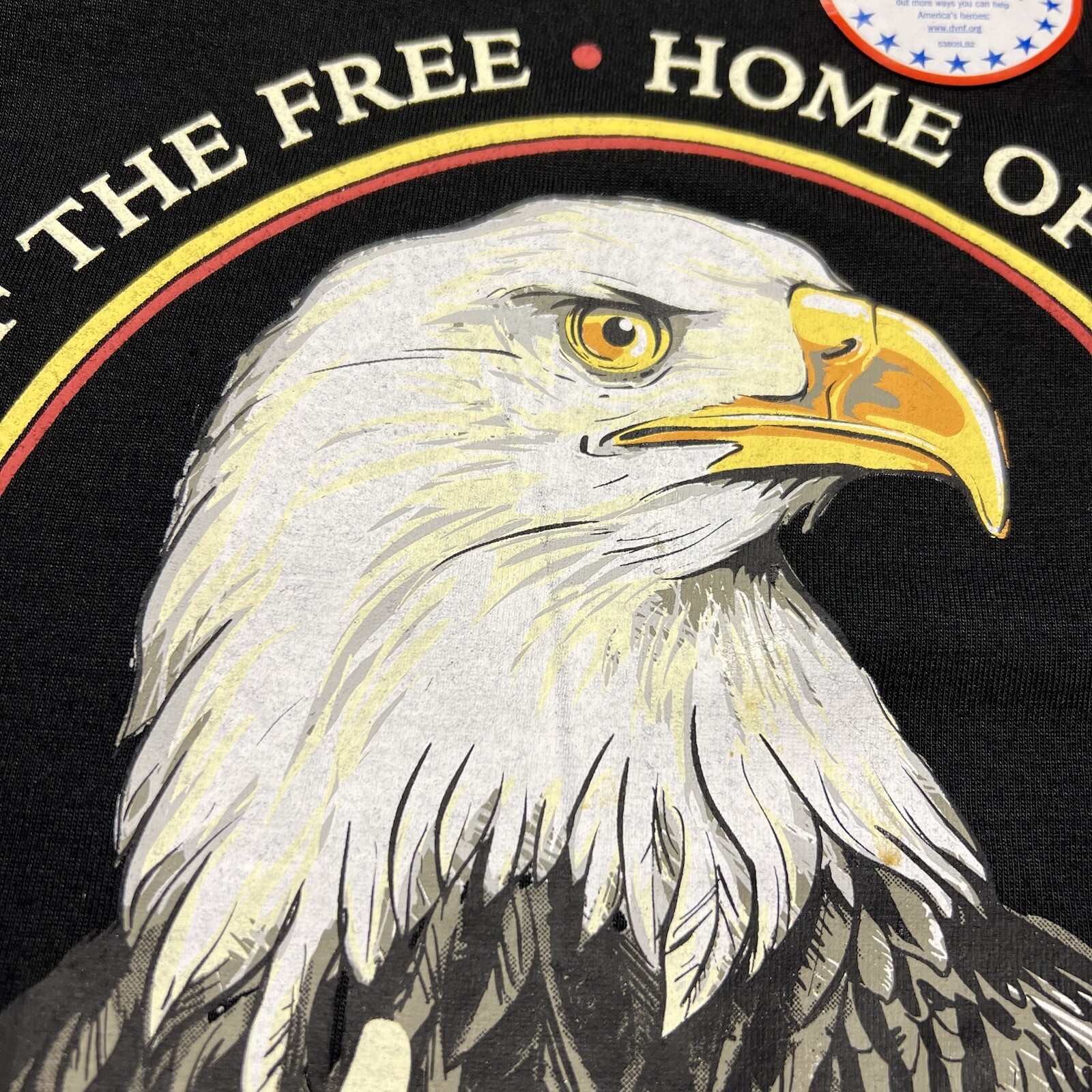 Land of The Free Home Of The Brave USA Eagle Large Black T shirt Lightweight