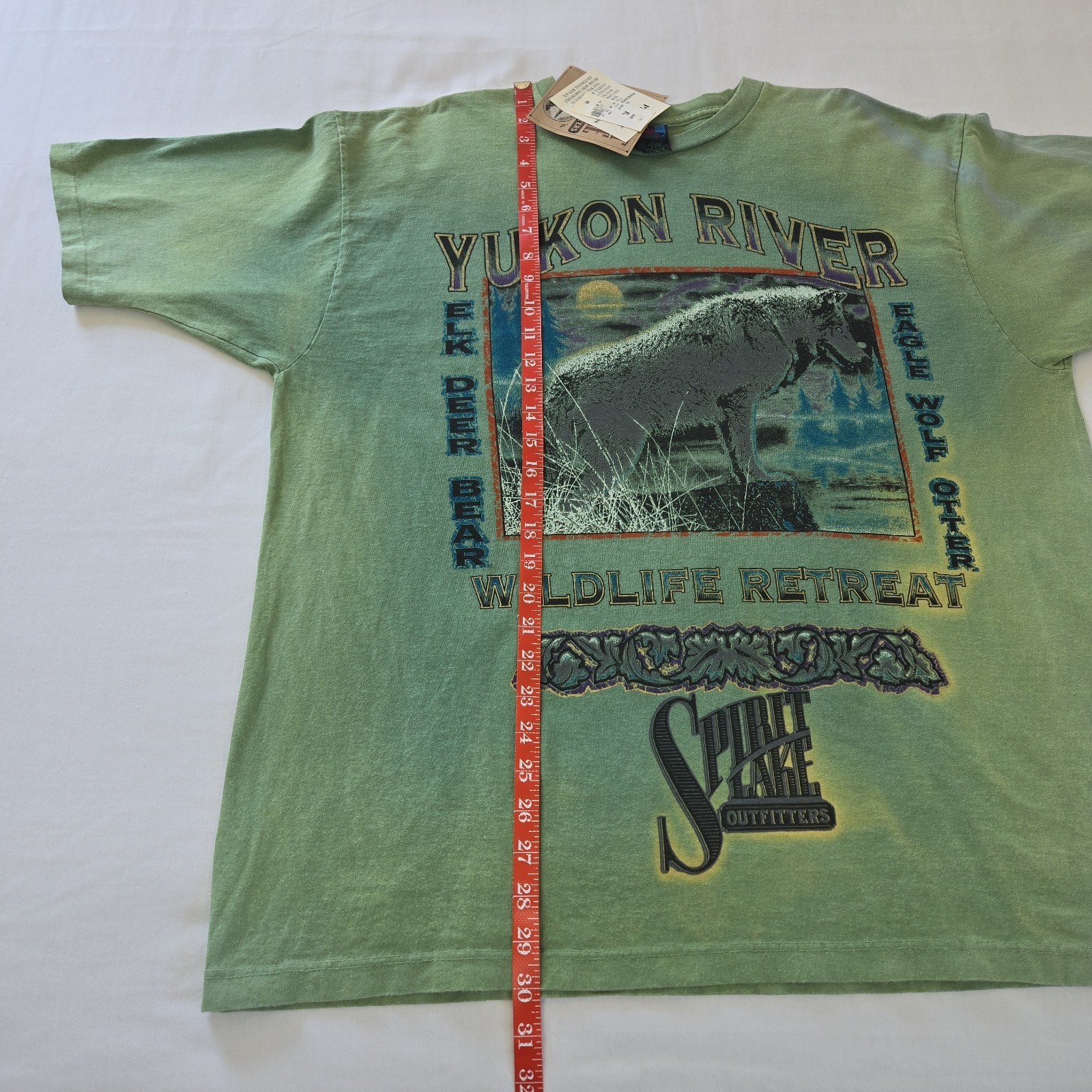 VTG Deadstock 90s Spirit Lake Outfitters Yukon River Wolf T Shirt Sun Tag XL USA