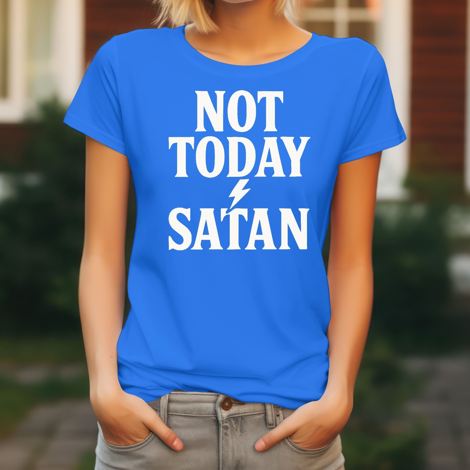 Jesus Men’s T-Shirt Christ God Various Sizes Colours Ladies Not Today Satan