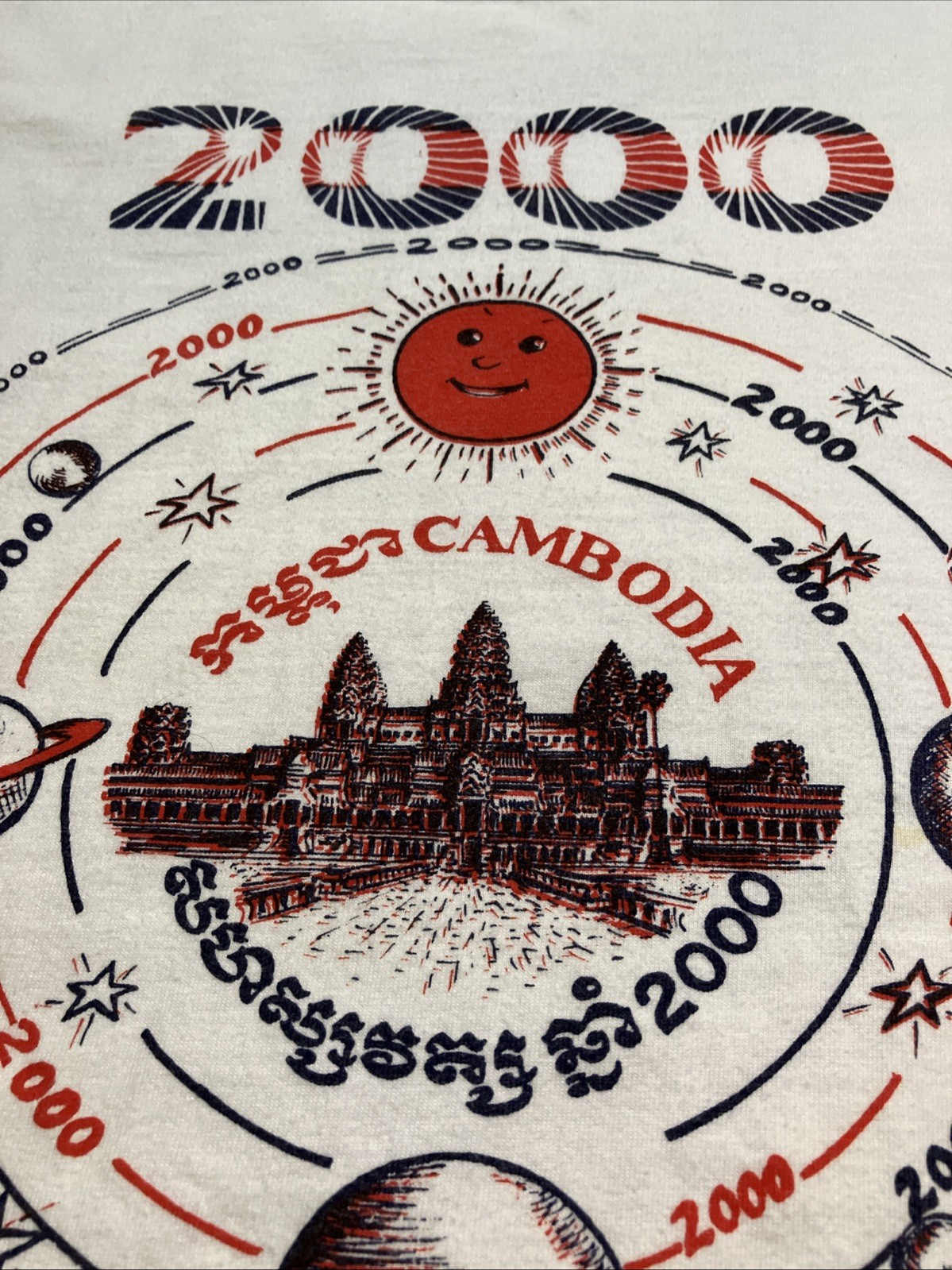 Rare VTG Cambodia Welcome You To The New Millennium Travel Tee Shirt 2000 M
