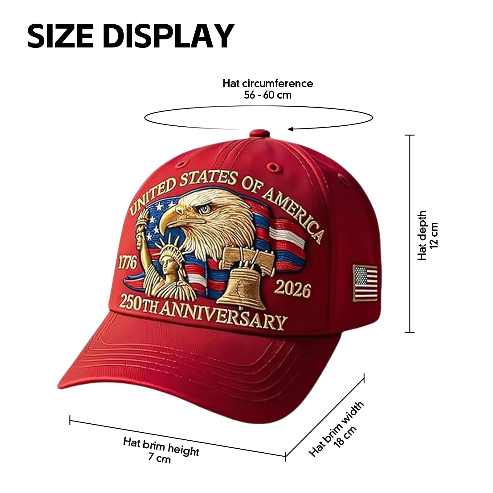 250th Anniversary USA Hat Adjustable United States 250th Anniversary Hat Ret…