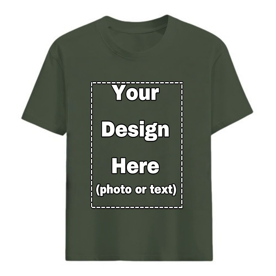 Print Your Photo Text Logo Custom DIY Cotton Tee Personalized Unisex Soft Top
