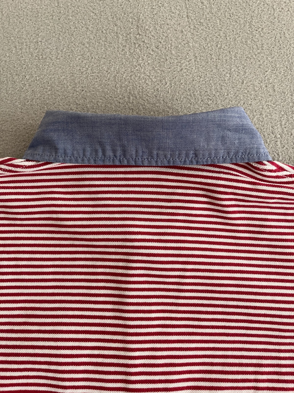 Uniqlo x Michael Bastian Polo Shirt Mens XL Red Striped Chambray Button Down