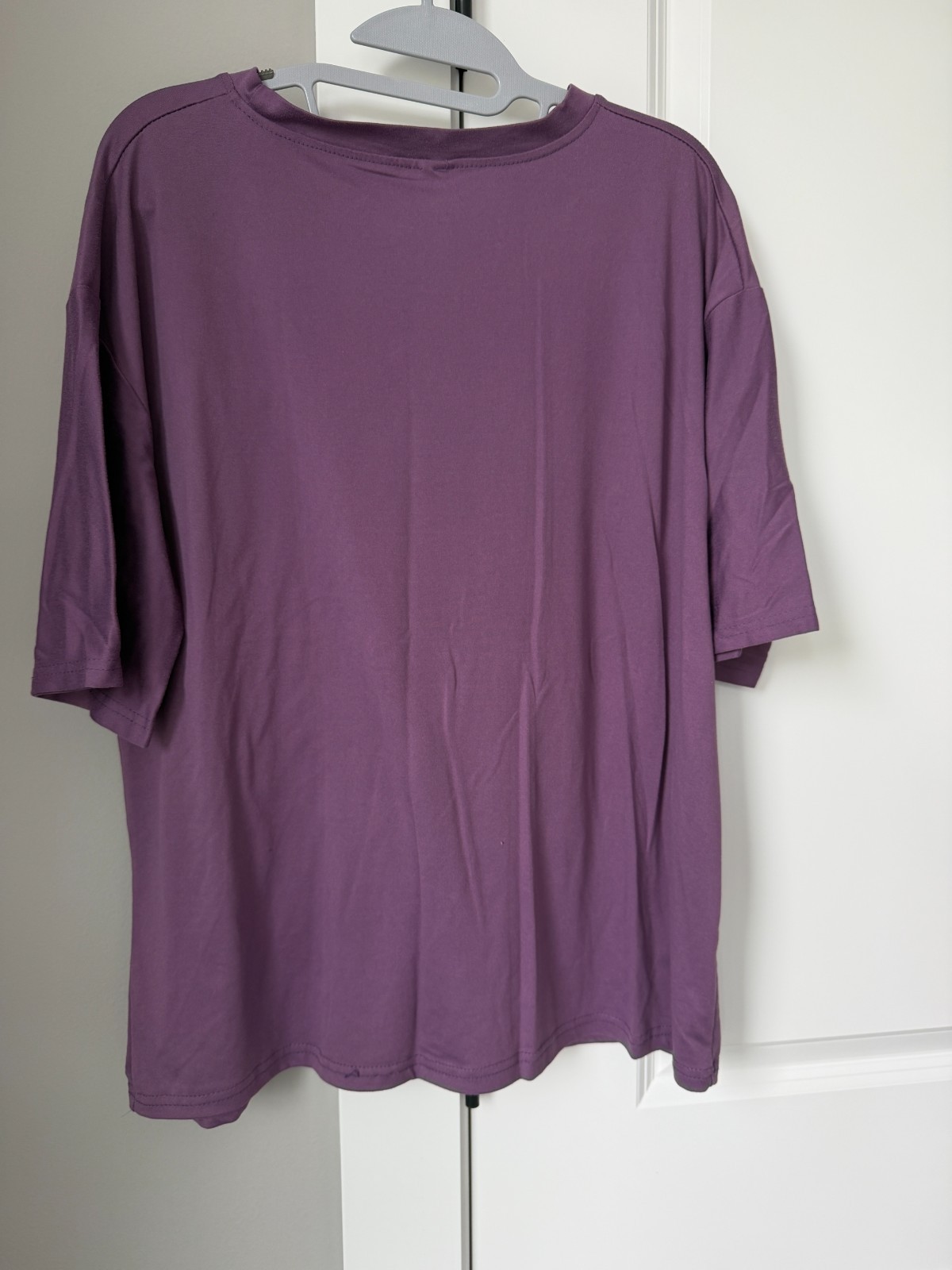 Purple Cheers Embroidered T Shirt Oversized Crew Neck Short Sleeve Pullover