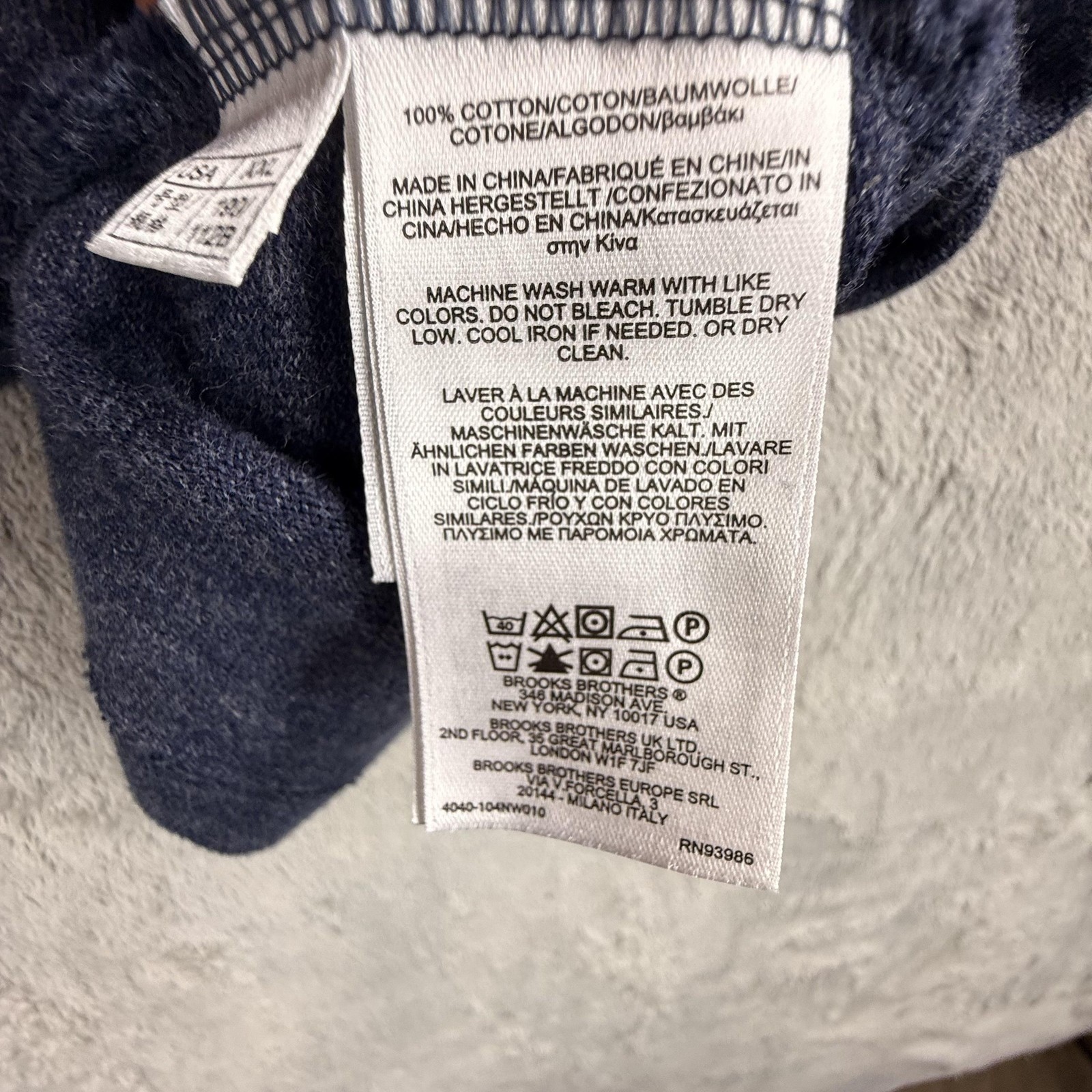 Brooks Brothers Red Fleece Shirt Mens 2XL Blue Henley Long Sleeve Knit Heather