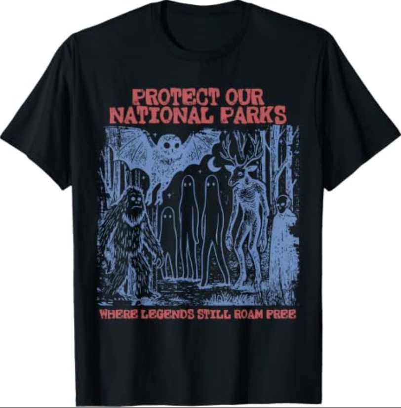 Protect Our National Parks Mothman Cryptid Weirdcore Horror T-Shirt