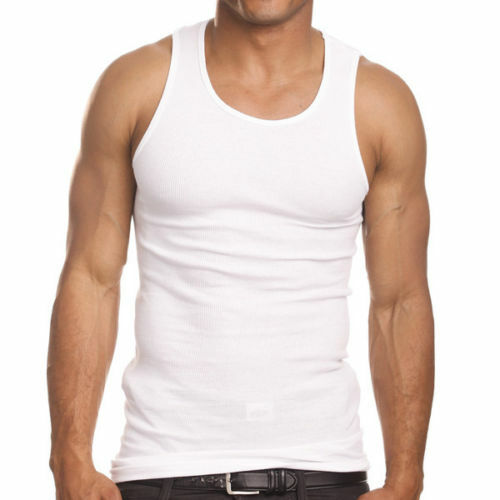 3 to 12 Packs Mens 100% Cotton Tank Top A-Shirt Wife Beater Undershirt Lot