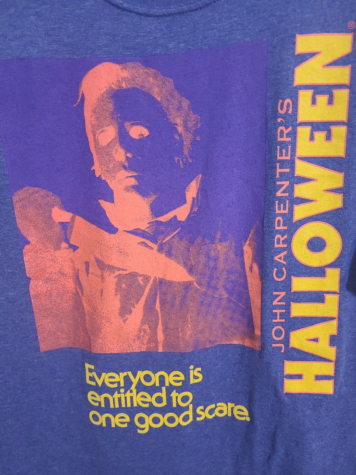 Halloween Michael Myers Medium Mens Purple Graphic Logo Short Sleeve Tshirt