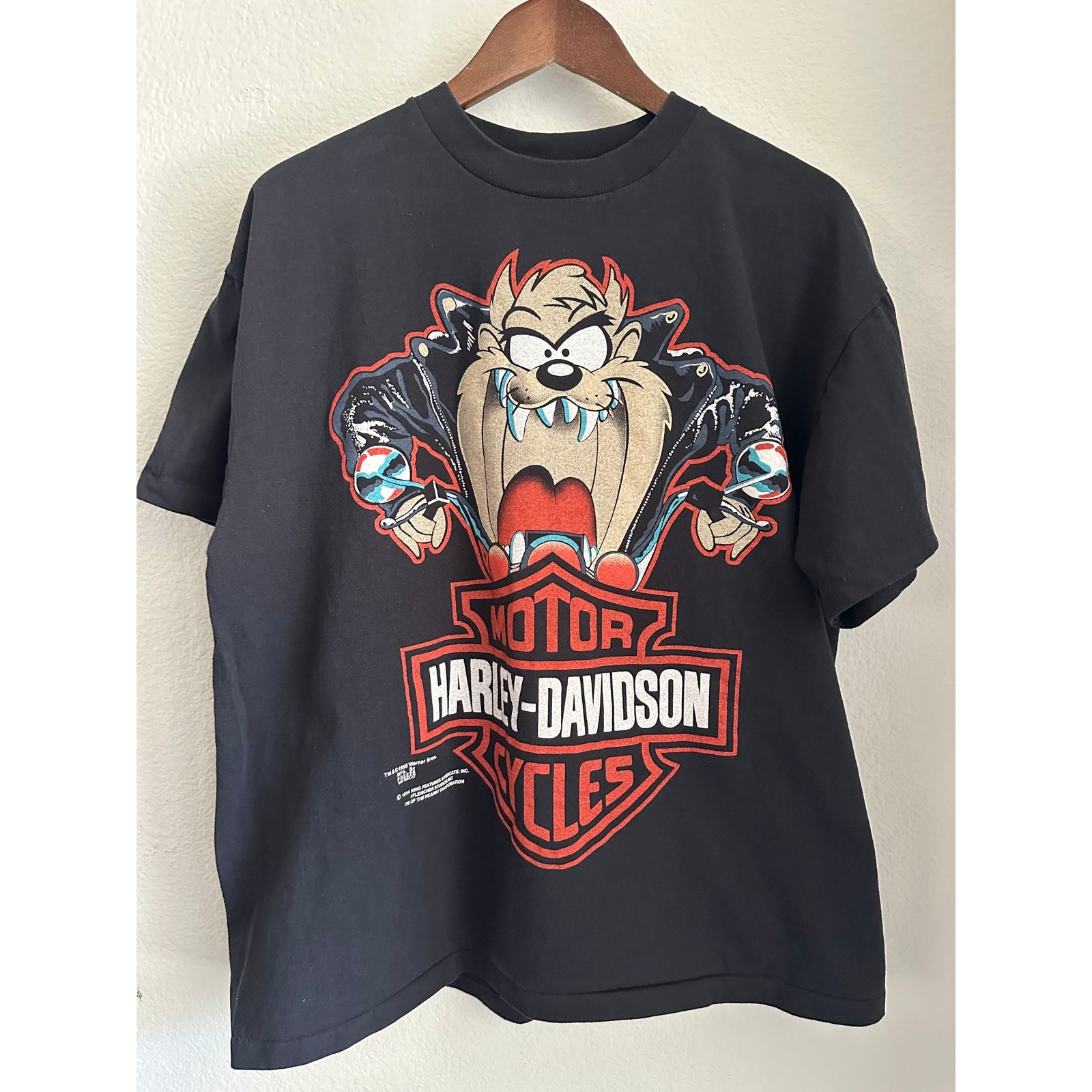 Harley Davidson Taz Looney Tunes T-shirt Reprint Wild Oats Single Stitch