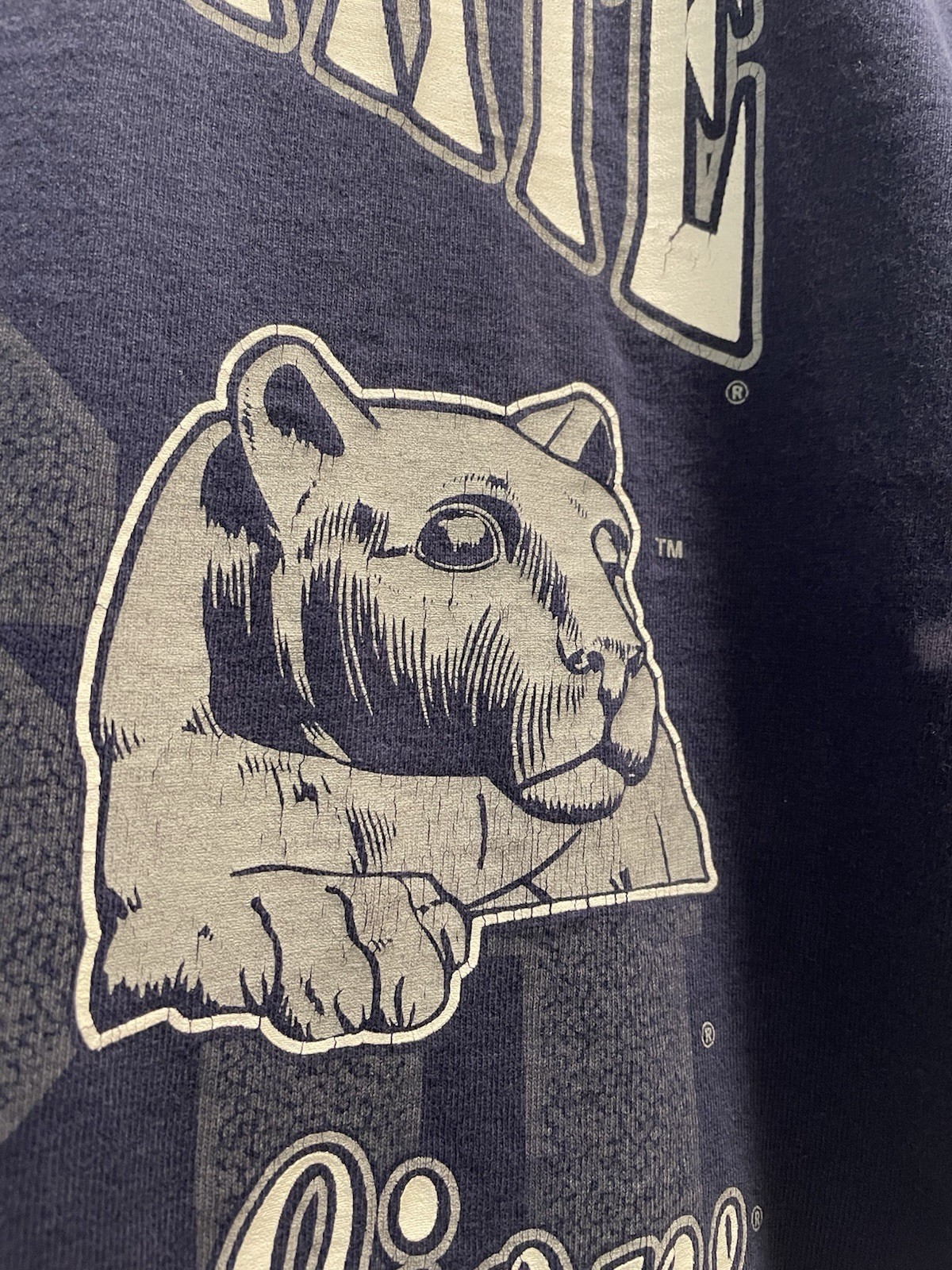 Distressed Vintage 90s Penn State PSU Men’s Large Oversized T-Shirt Made In USA