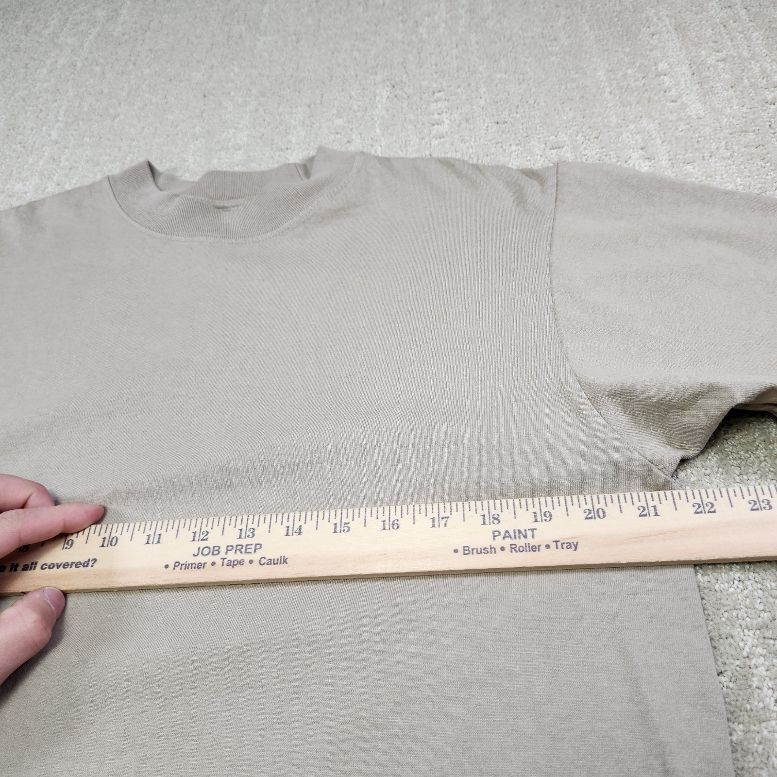 Shaka Wear Shirt Men Medium Heavy Cotton USA Heavyweight Beige Crewneck