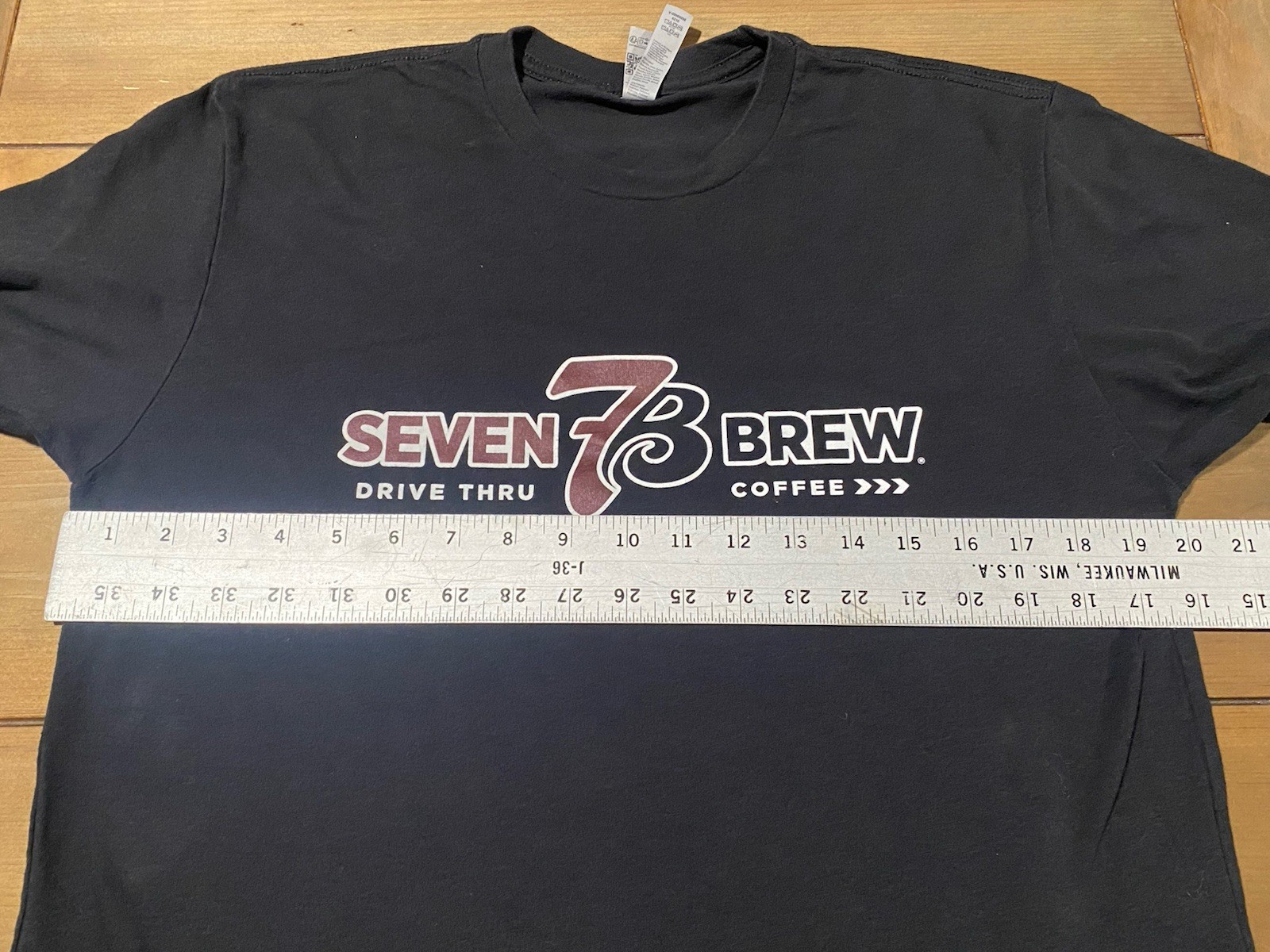 Seven 7 Brew Drive Thru Coffee 7B Black T-Shirt Classic Logo Adult Sz MED