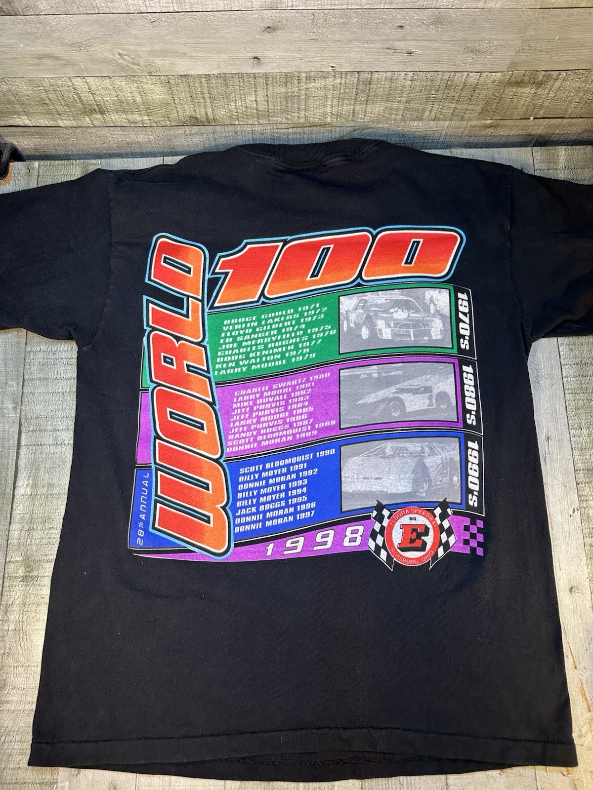 VTG 1998 World 100 Eldora Speedway Racing Tee USA Dirt Track Large