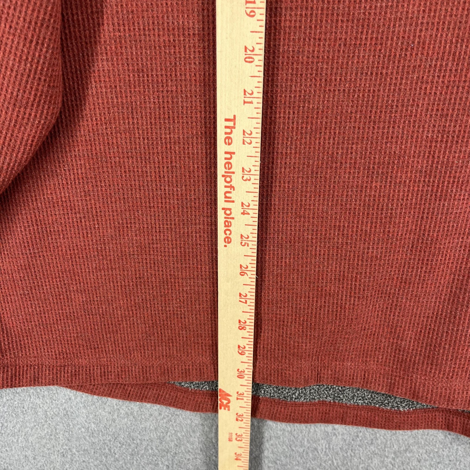 L.L.Bean Henley Pullover Mens 3XL Red Sherpa Fleece Lined Waffle Knit Thermal