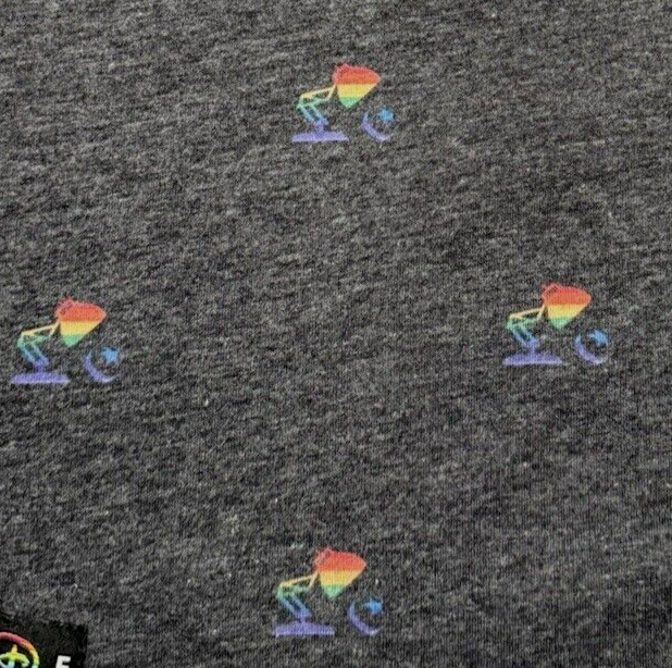 Disney Pixar Pride Collection Gray Cotton Poly Short-Sleeve Rainbow Lamp Mens L