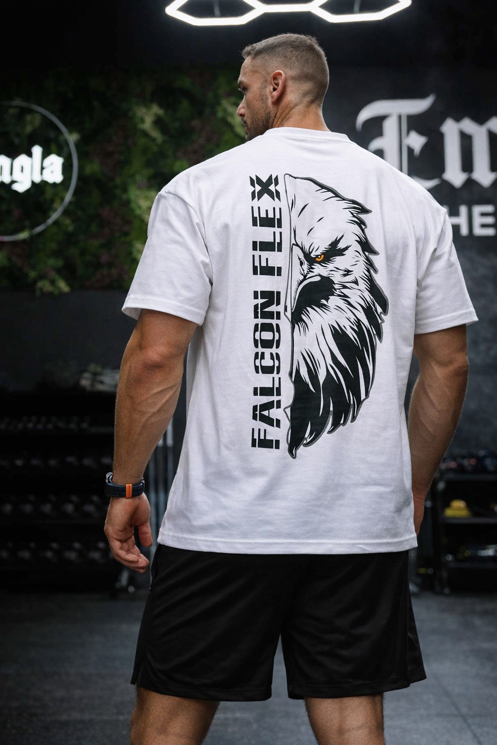Falcon Flex Men’s Oversized Heavyweight Cotton T-Shirt Gym Training Streetwear