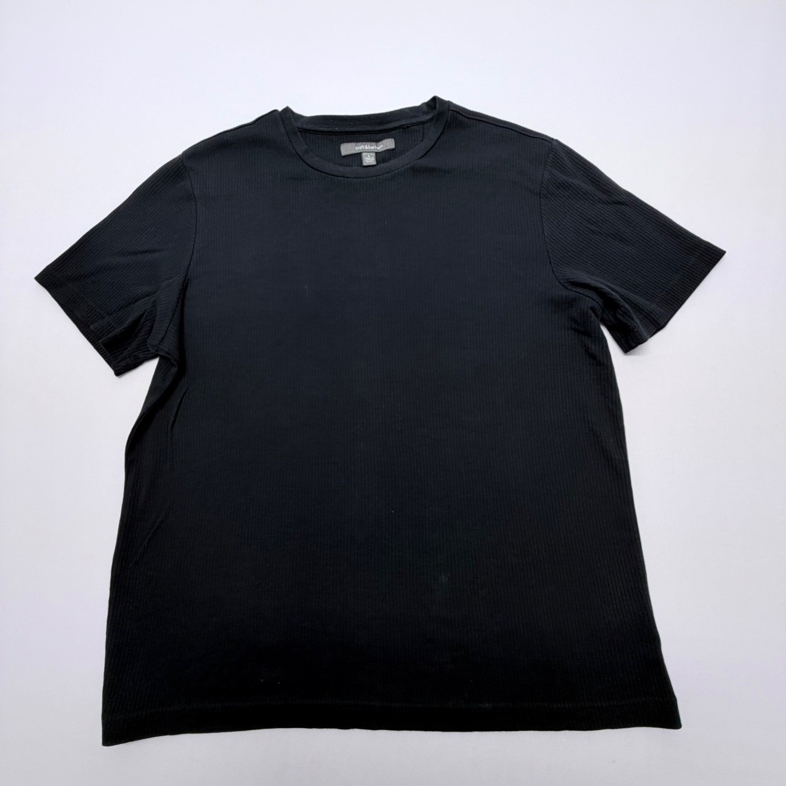 Croft & Barrow Mens Ribbed 100% Cotton Short Sleeve T-Shirt Black Large
