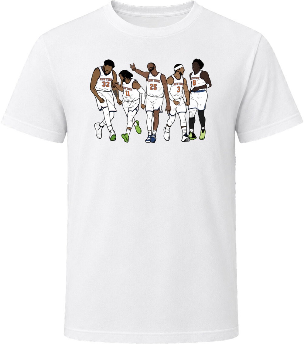 NEW YORK TRENDING Jalen Brunson KAT Og Mikal Bridges N.Y Hart T Shirt