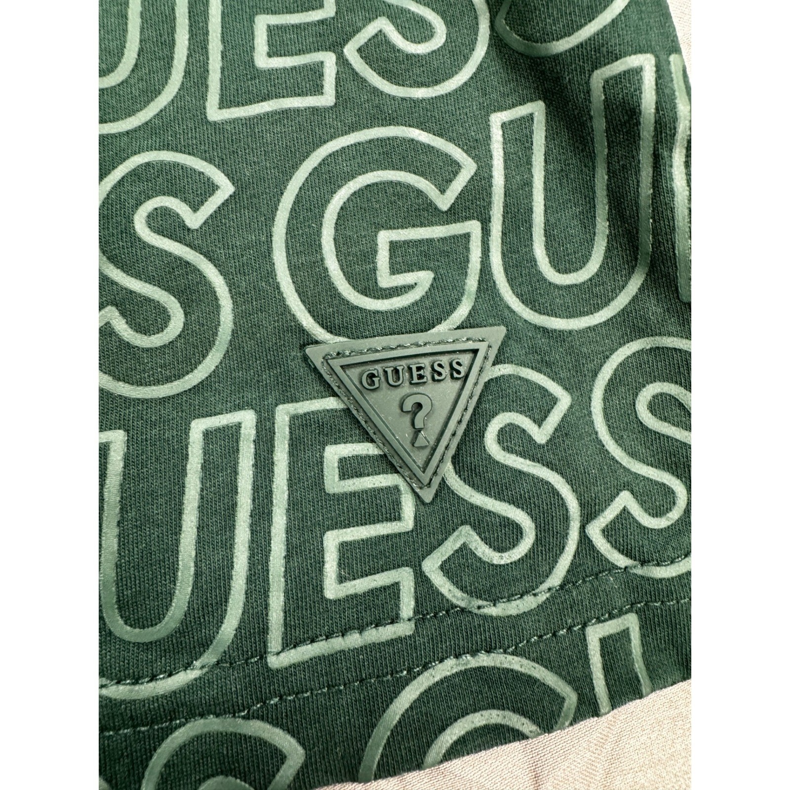 Guess Los Angeles Mens Logo Print T-Shirt Green White Short Sleeve Size L
