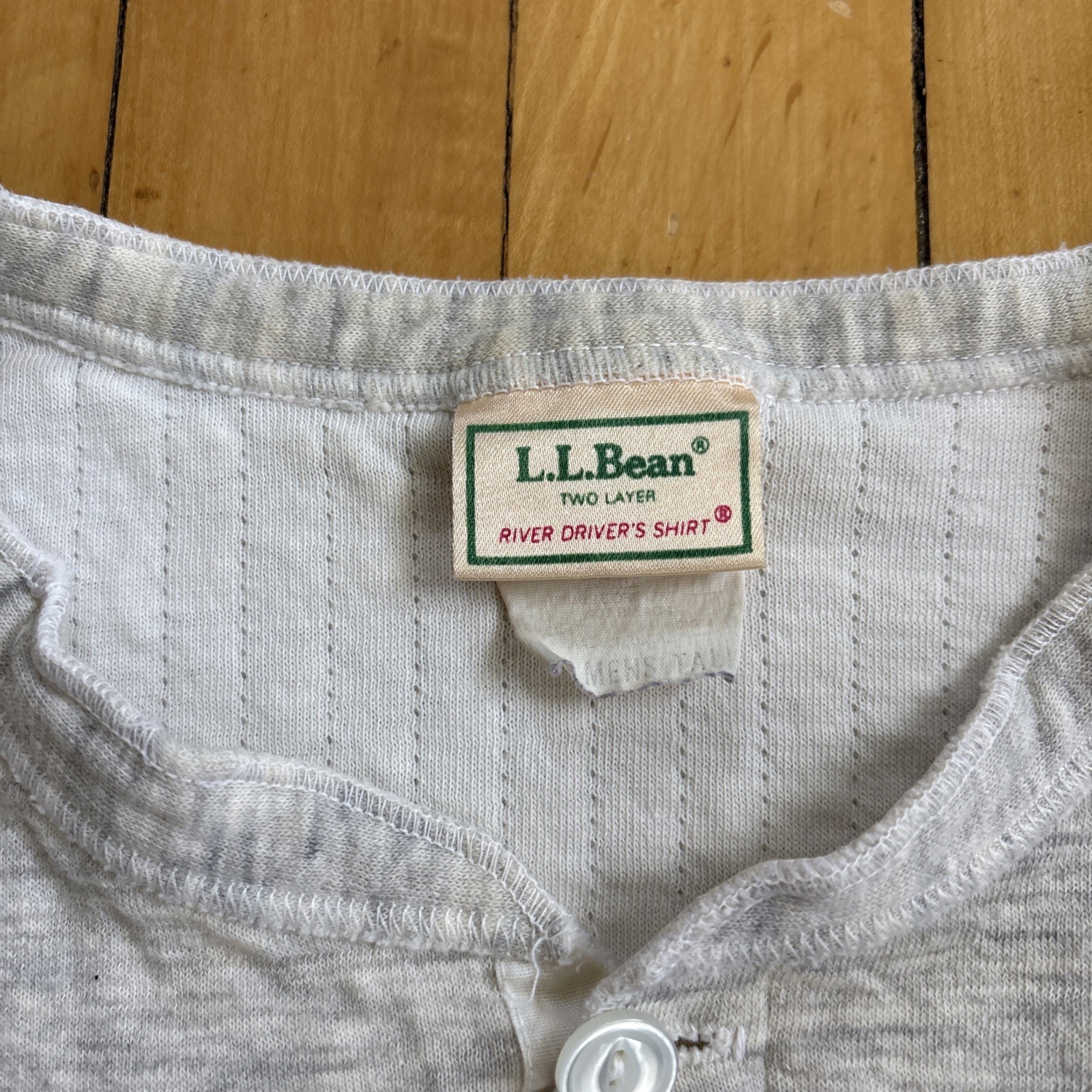 VTG L.L. Bean River Drivers Shirt Mens Medium Tall Two Layer Henley Wool USA