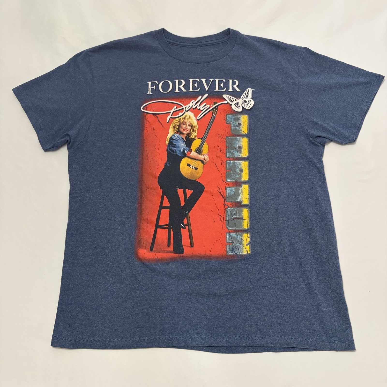 Dolly Parton Mens Blue Gray FOREVER Dolly Graphic T-Shirt Country Music ✅ Sz XL
