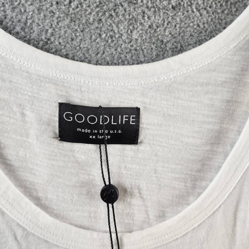 Goodlife Sun Faded Slub Scallop Tank Men’s XXL White Solid Scoop Neck Pullover
