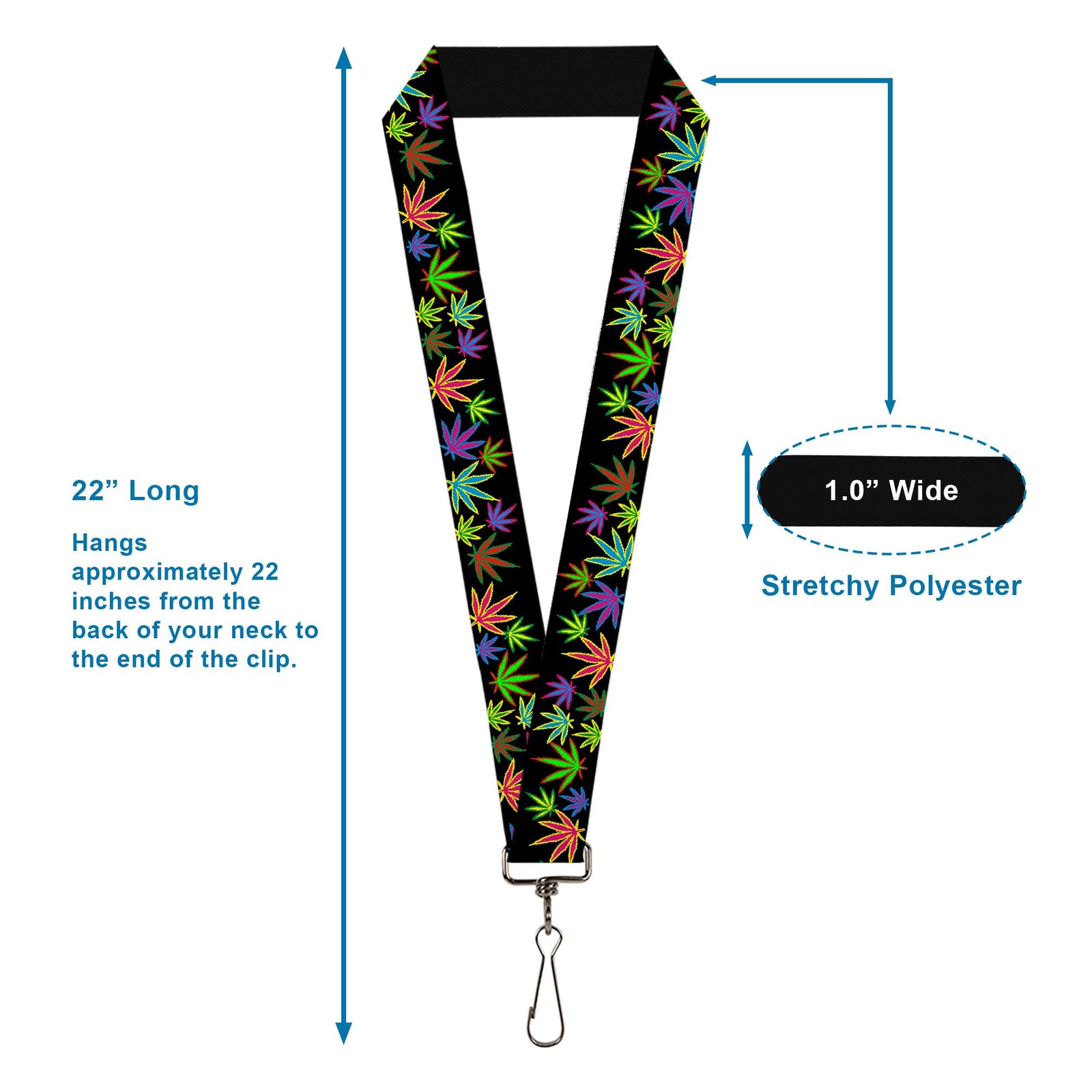 Lanyard – 1.0 – Multi Marijuana Leaves Black Multi Color