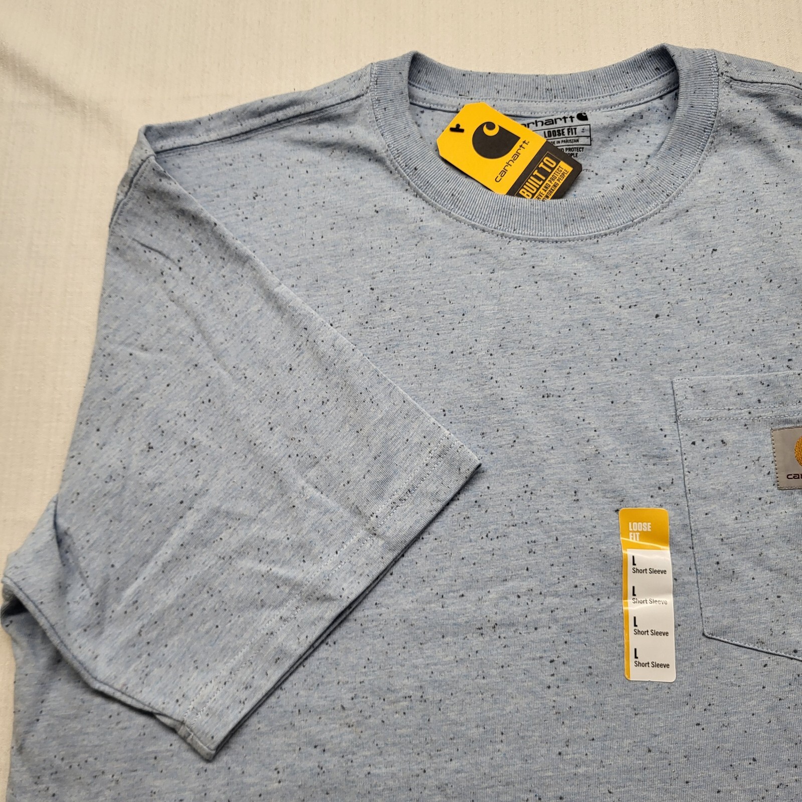 New Carhartt Pocket T shirt Mens Large Loose Fit Blue Short Sleeve Cotton Blend