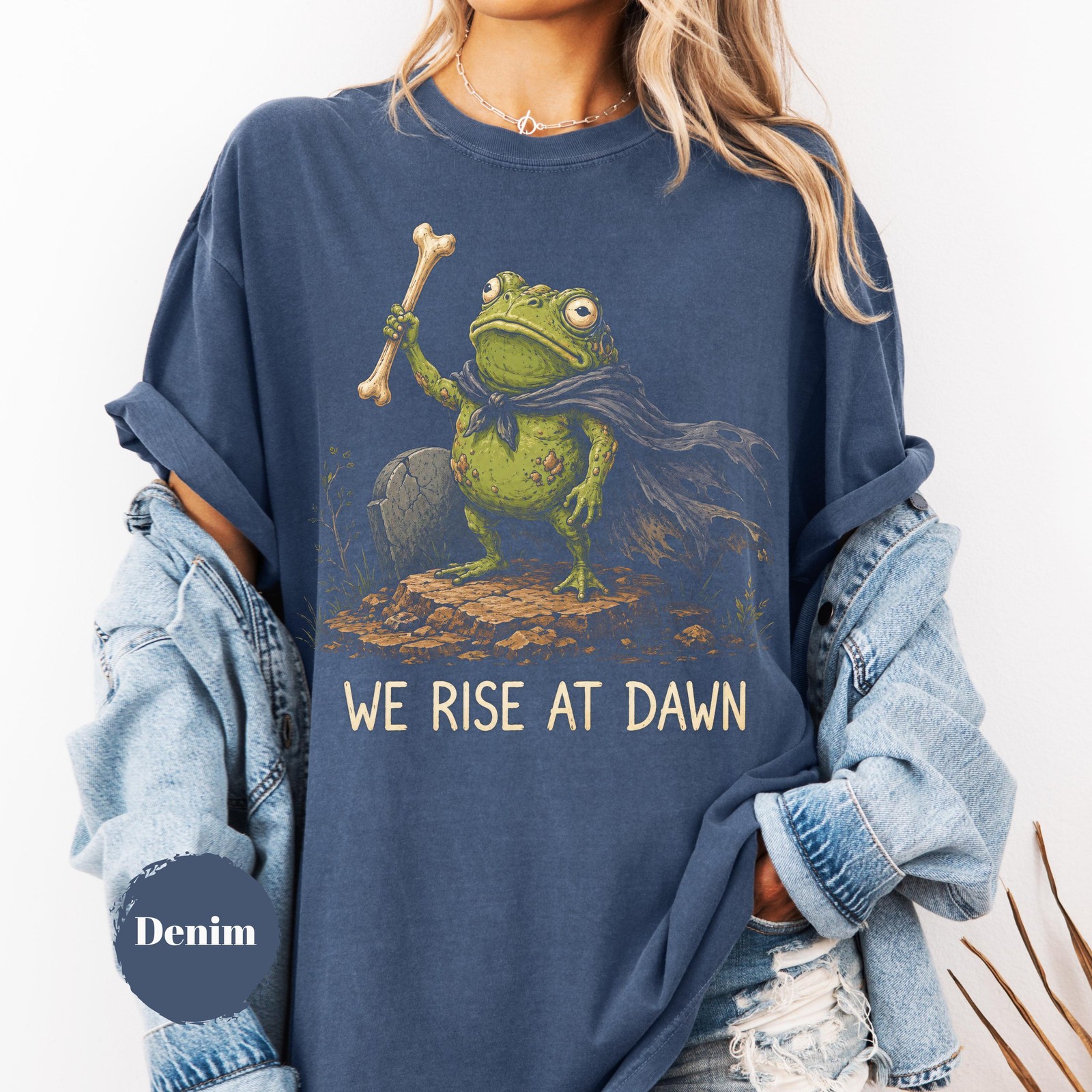 We Rise At Dawn Shirt Zombie Frog Halloween Summerween Funny Graphic Tee