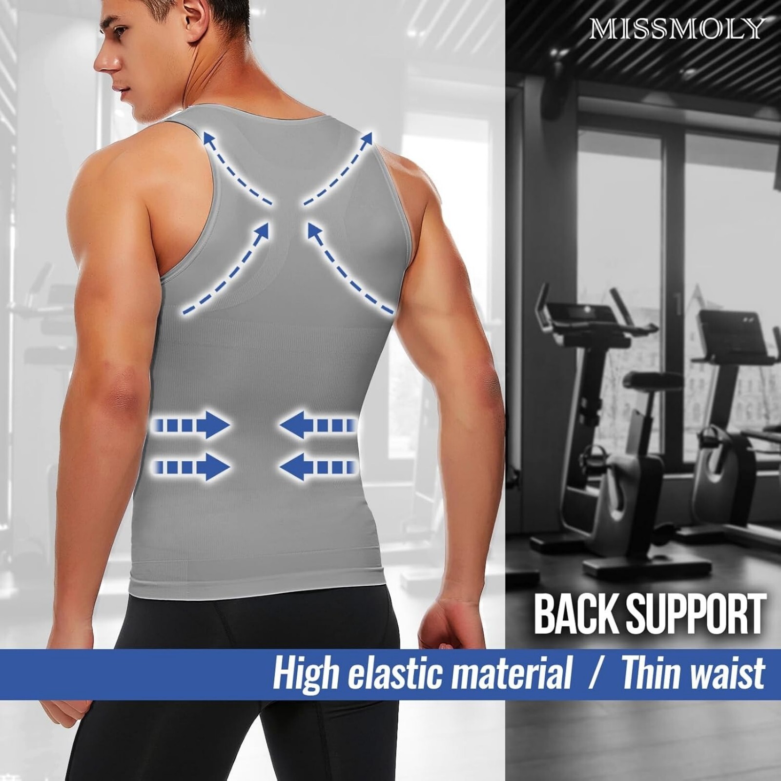 Male Gynecomastia Compress Tank Top Mens Slimming Body Shaper Vest Abs Shirt US