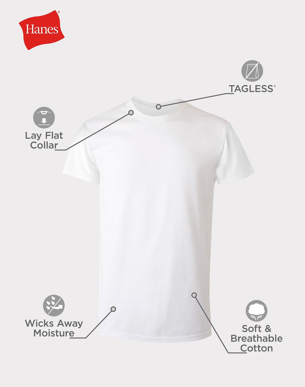 Hanes Men’s Cotton Moisture-wicking Crew Tee Undershirts Multi Medium