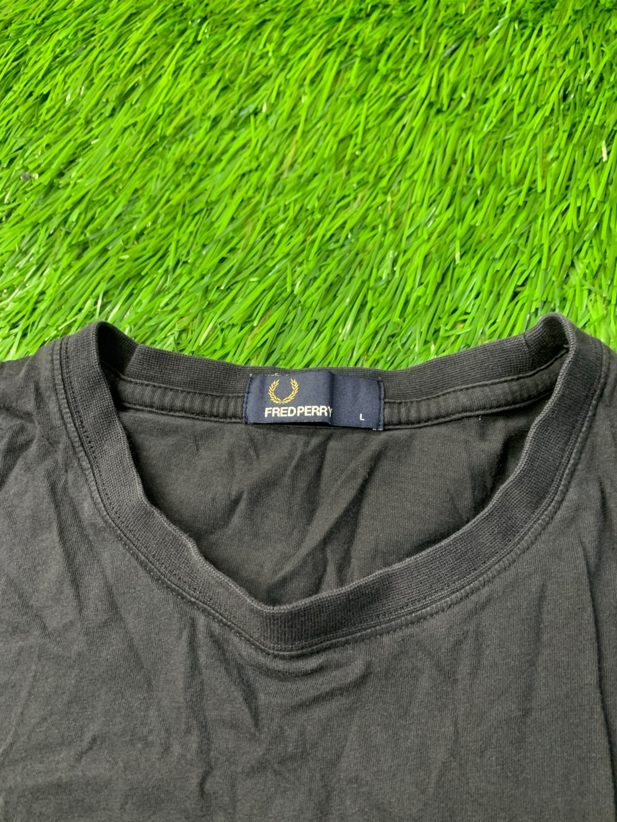 FRED PERRY ORIGINAL MEN CASUAL SHORT SLEEVE SHIRT T-SHIRT JERSEY SIZE L LARGE