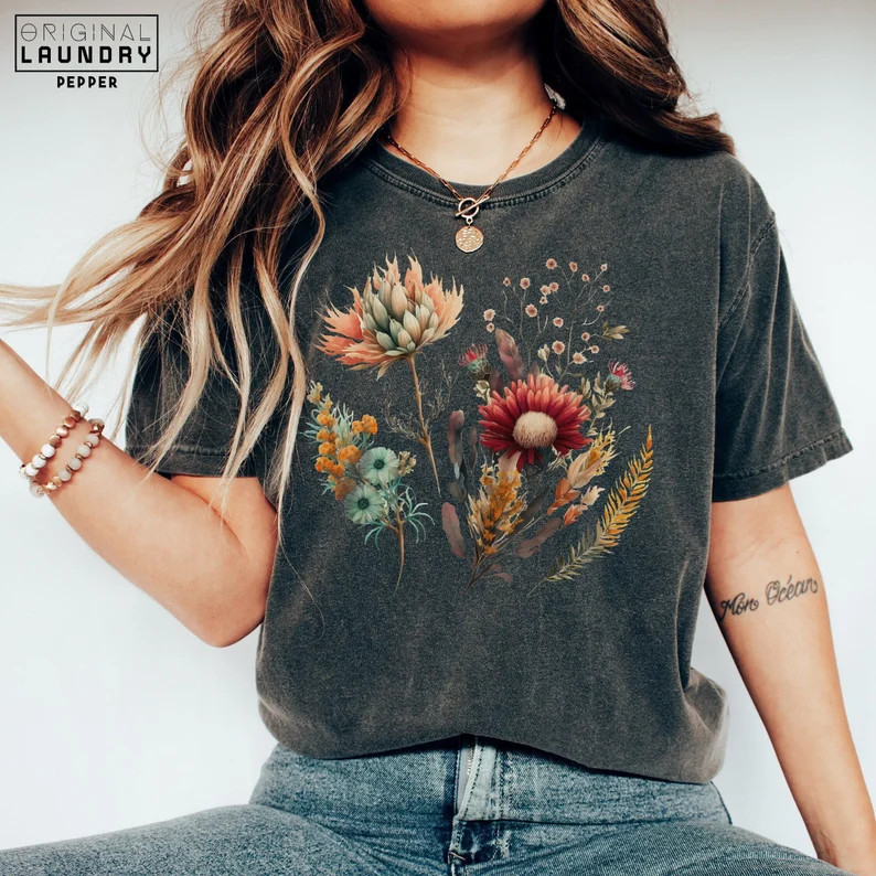 Boho Wildflower Botanical Nature Floral Comfort Tee