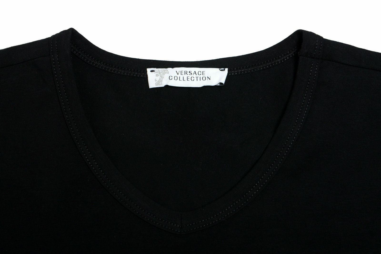 Versace Collection Men’s Black Stretch V-Neck Short Sleeve T-Shirt XS S M L XL