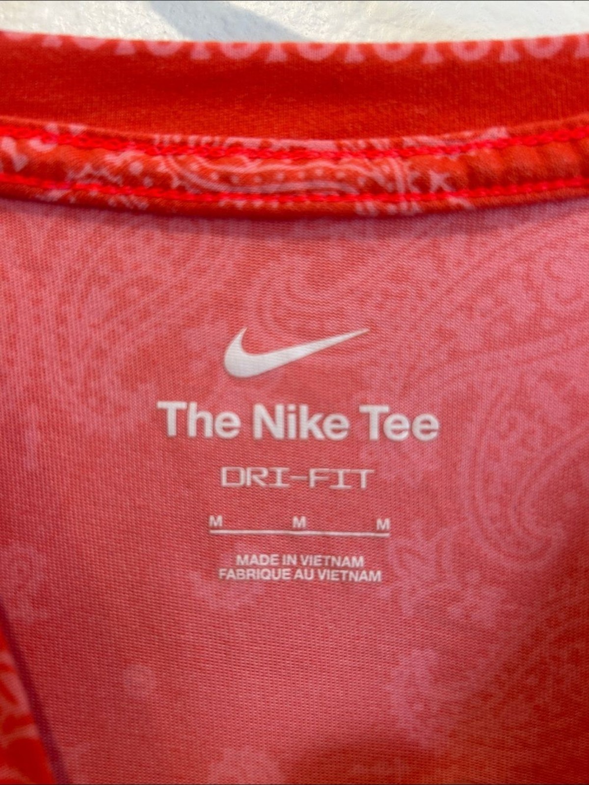 Nike Red Bandana-Print EASY Logo Short Sleeve Tee KD Dri-Fit