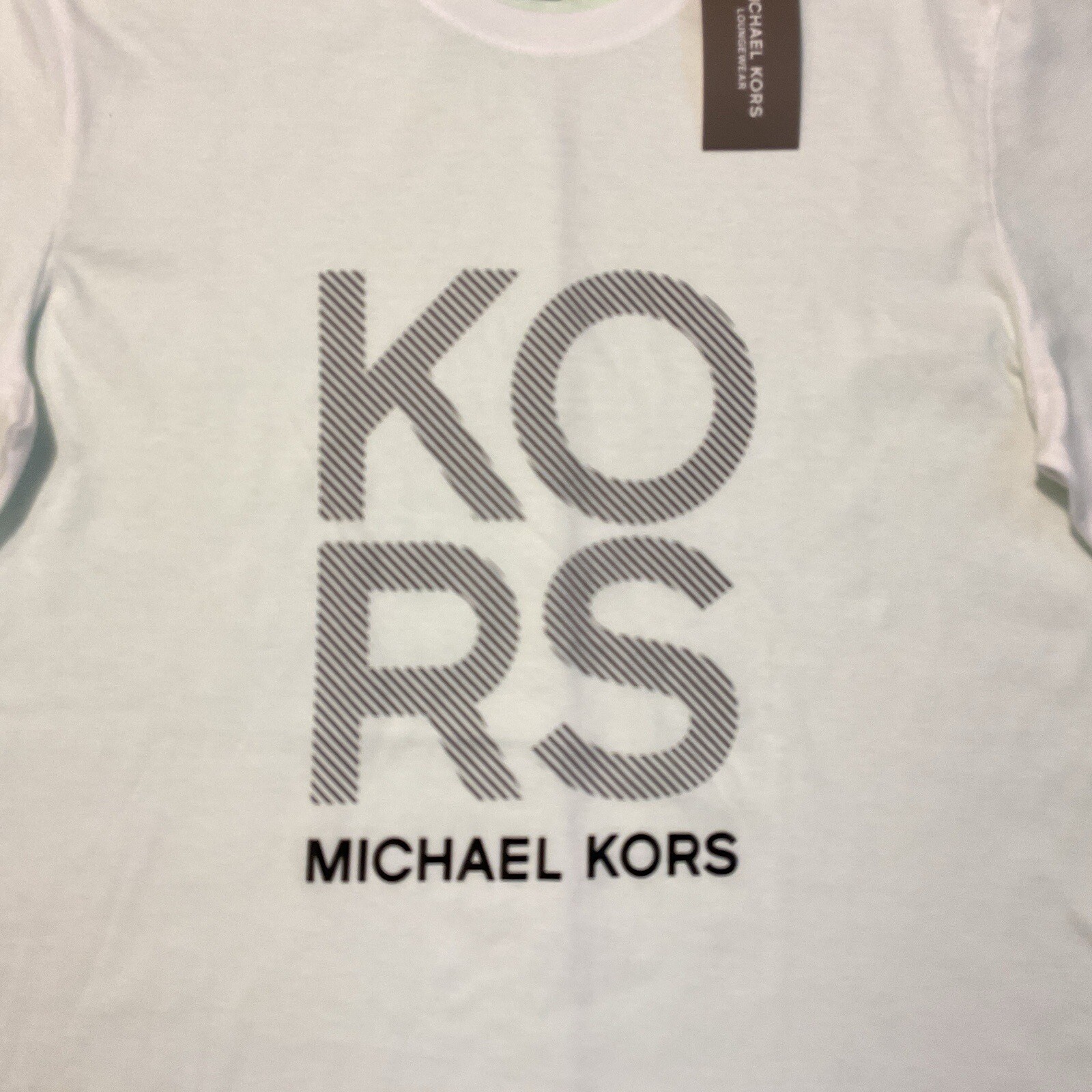 MICHAEL KORS Men’s Short Sleeve T-Shirt Size MEDIUM White w/Black NEW